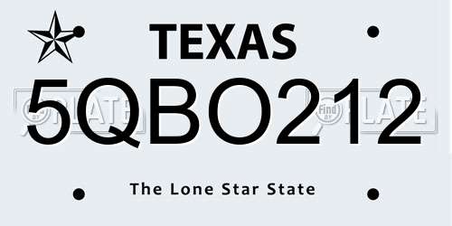 5QBO212 Texas License Plate