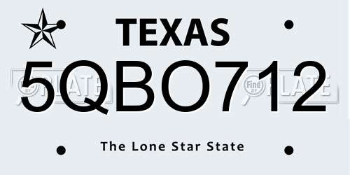 5QBO712 Texas License Plate