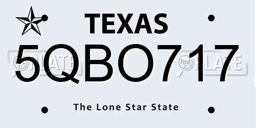 5QBO717 Texas License Plate
