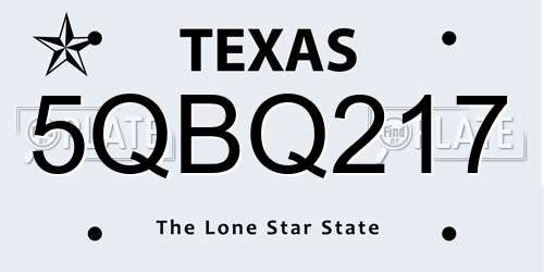 5QBQ217 Texas License Plate