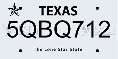 5QBQ712 Texas License Plate