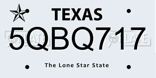 5QBQ717 Texas License Plate