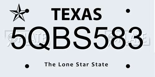 5QBS583 Texas License Plate