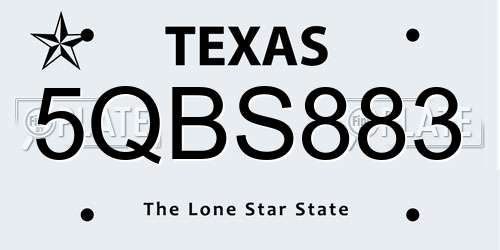 5QBS883 Texas License Plate