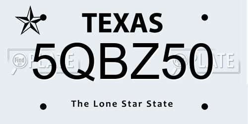 5QBZ50 Texas License Plate