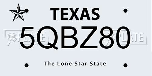 5QBZ80 Texas License Plate