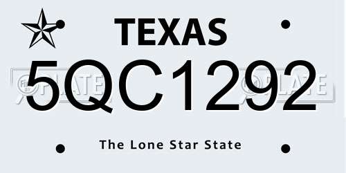 5QC1292 Texas License Plate