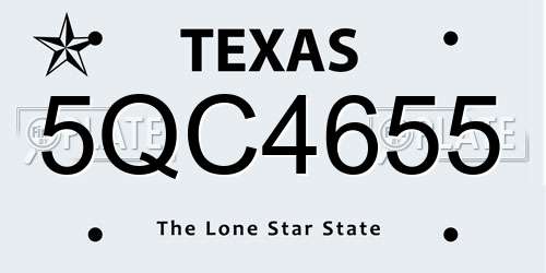 5QC4655 Texas License Plate