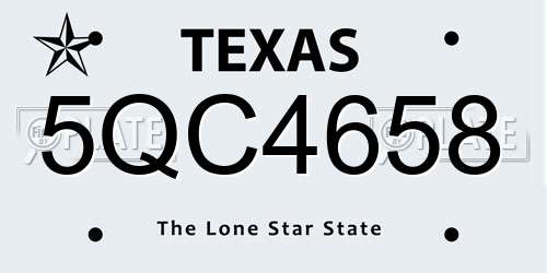 5QC4658 Texas License Plate
