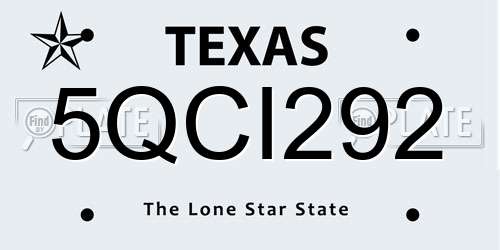 5QCI292 Texas License Plate