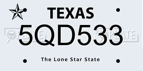 5QD533 Texas License Plate