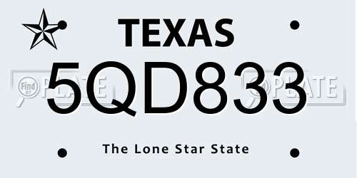 5QD833 Texas License Plate