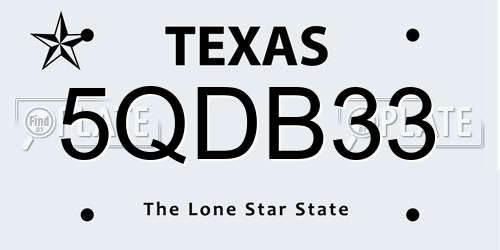 5QDB33 Texas License Plate