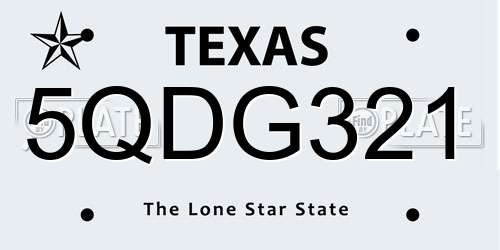 5QDG321 Texas License Plate