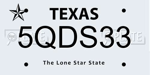 5QDS33 Texas License Plate