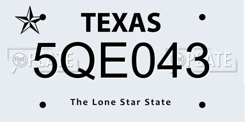 5QE043 Texas License Plate
