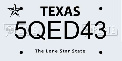 5QED43 Texas License Plate