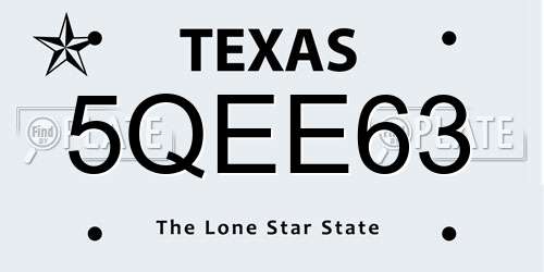 5QEE63 Texas License Plate