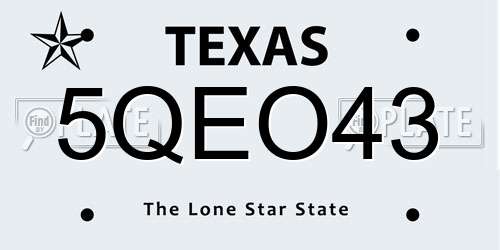 5QEO43 Texas License Plate