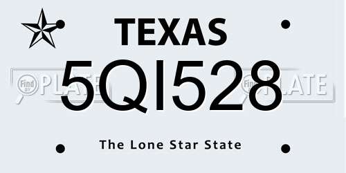 5QI528 Texas License Plate