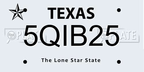 5QIB25 Texas License Plate