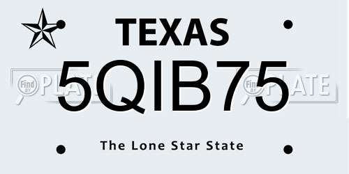 5QIB75 Texas License Plate