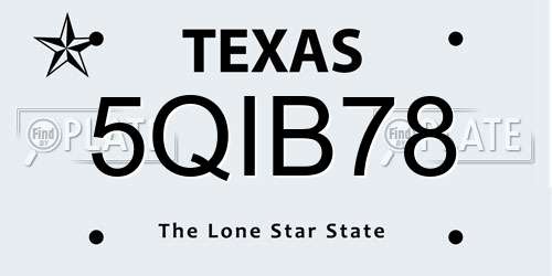 5QIB78 Texas License Plate