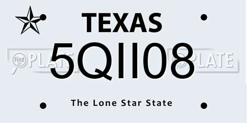 5QII08 Texas License Plate