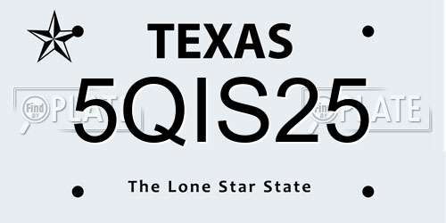 5QIS25 Texas License Plate