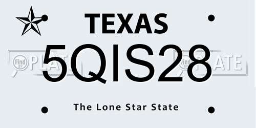 5QIS28 Texas License Plate