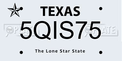 5QIS75 Texas License Plate