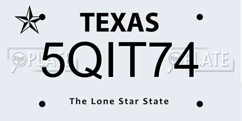 5QIT74 Texas License Plate