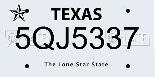5QJ5337 Texas License Plate
