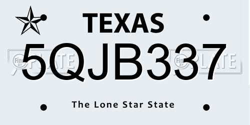 5QJB337 Texas License Plate
