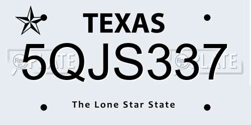 5QJS337 Texas License Plate