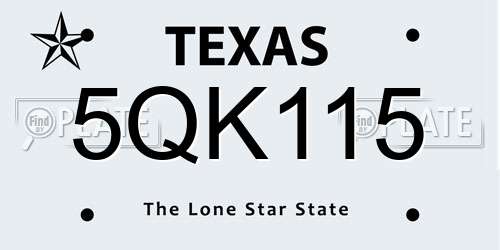 5QK115 Texas License Plate