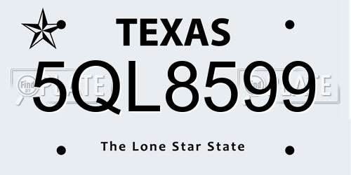 5QL8599 Texas License Plate