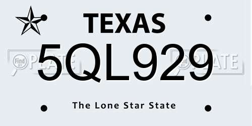 5QL929 Texas License Plate
