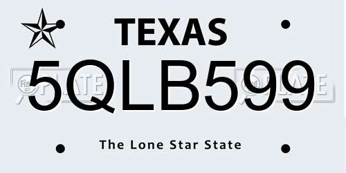 5QLB599 Texas License Plate