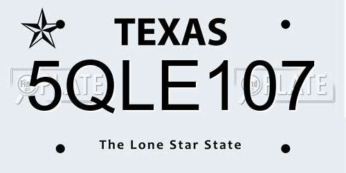 5QLE107 Texas License Plate