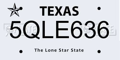 5QLE636 Texas License Plate
