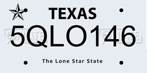 5QLO146 Texas License Plate