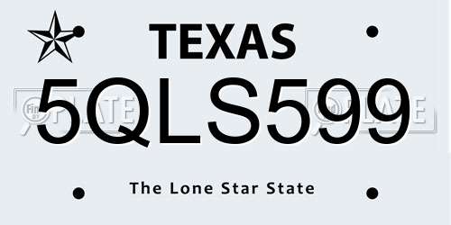 5QLS599 Texas License Plate