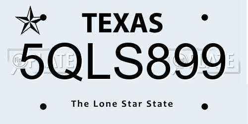 5QLS899 Texas License Plate