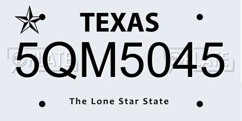 5QM5045 Texas License Plate