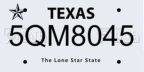 5QM8045 Texas License Plate