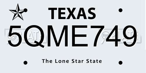 5QME749 Texas License Plate