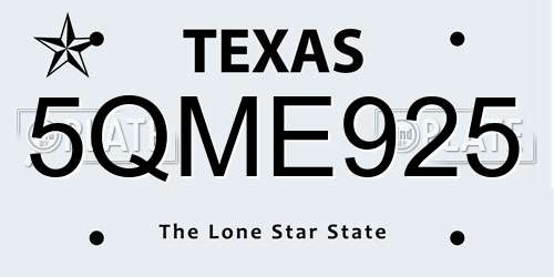 5QME925 Texas License Plate