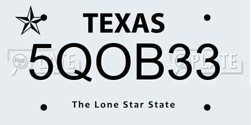 5QOB33 Texas License Plate