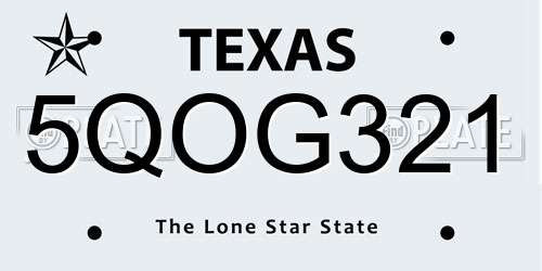 5QOG321 Texas License Plate